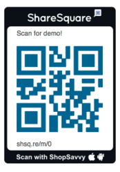 Co-branded QR code from ShopSavvy and ShareSquare